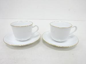 OKURA　オークラ　ホワイトマスターピース　ゴールドライン　カップ＆ソーサーペア